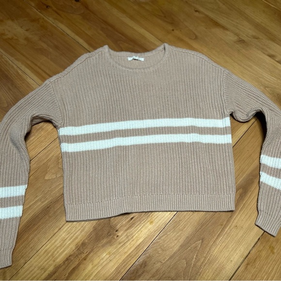 PacSun Tan Sweater with White Stripes size Small - Picture 2 of 5